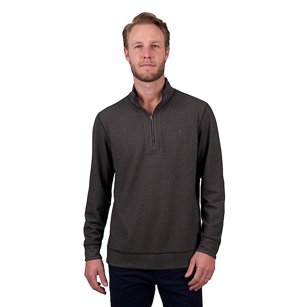 Thomas Cook Men’s Vic Reversible 1/4 Zip Jumper - Navy/Dark Tan