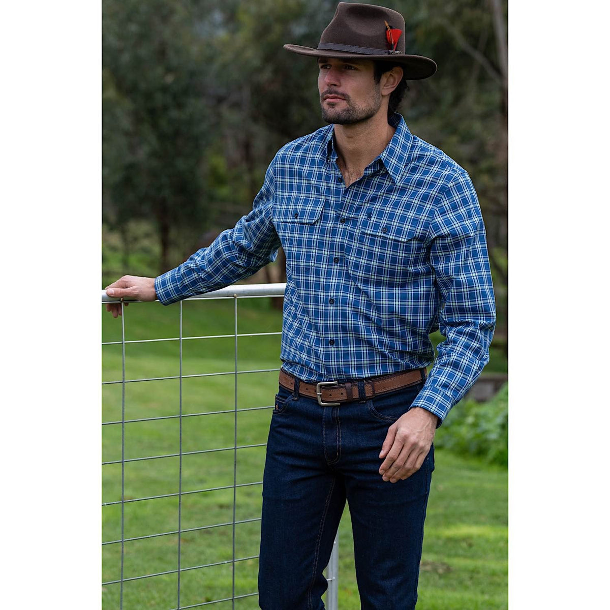 Thomas Cook Mens Wade Check 2-Pocket Shirt Blue/Green