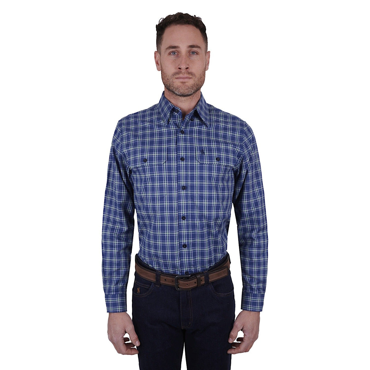 Thomas Cook Mens Wade Check 2-Pocket Shirt Blue/Green