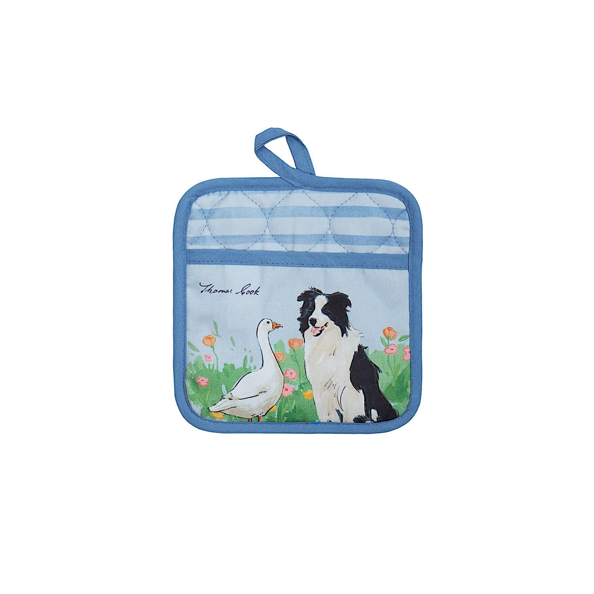 Thomas Cook Oven Mitt & Pot Holder Set - Light Blue (Farm Friends)
