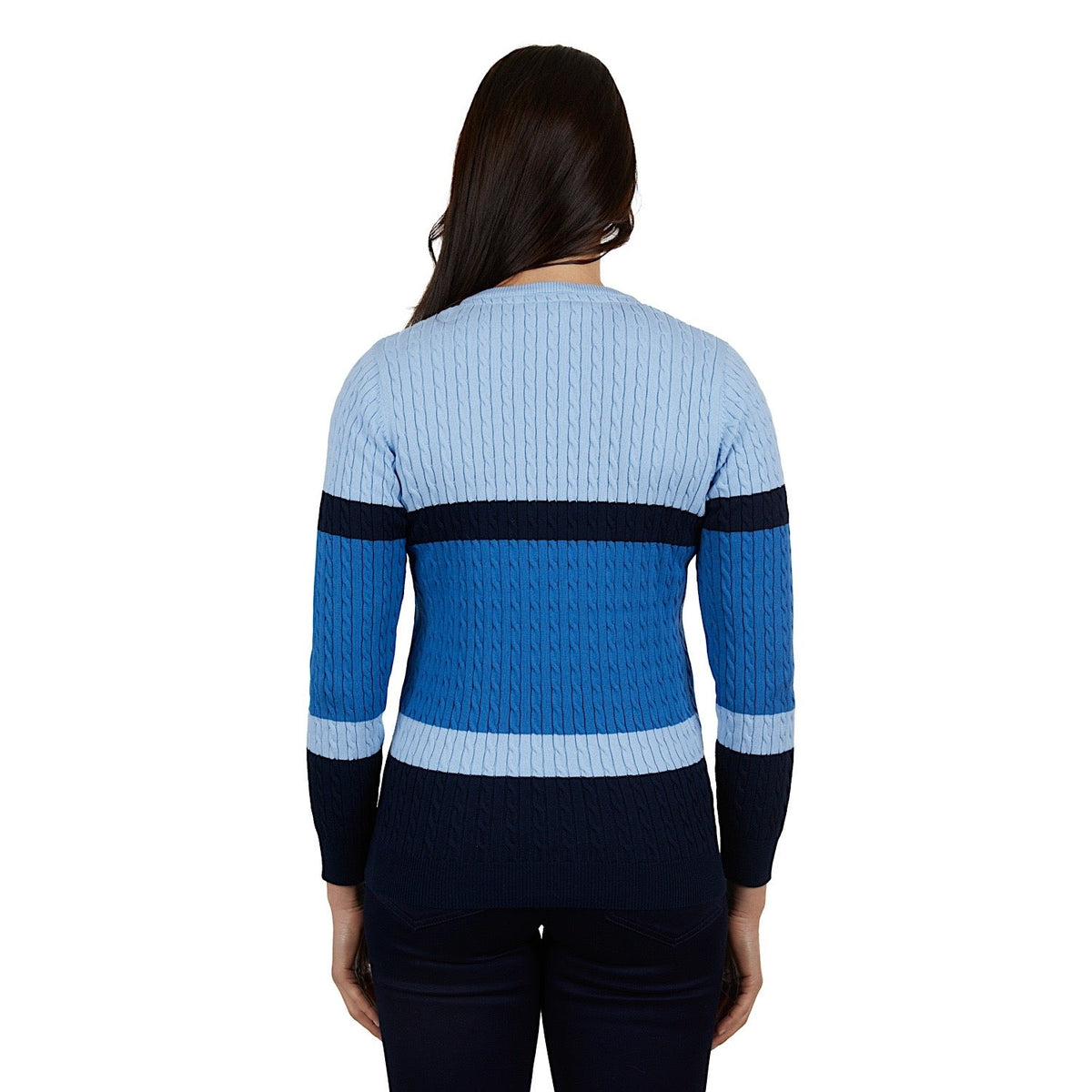 Thomas Cook Womens Bree Stripe V Neck Jumper Blue