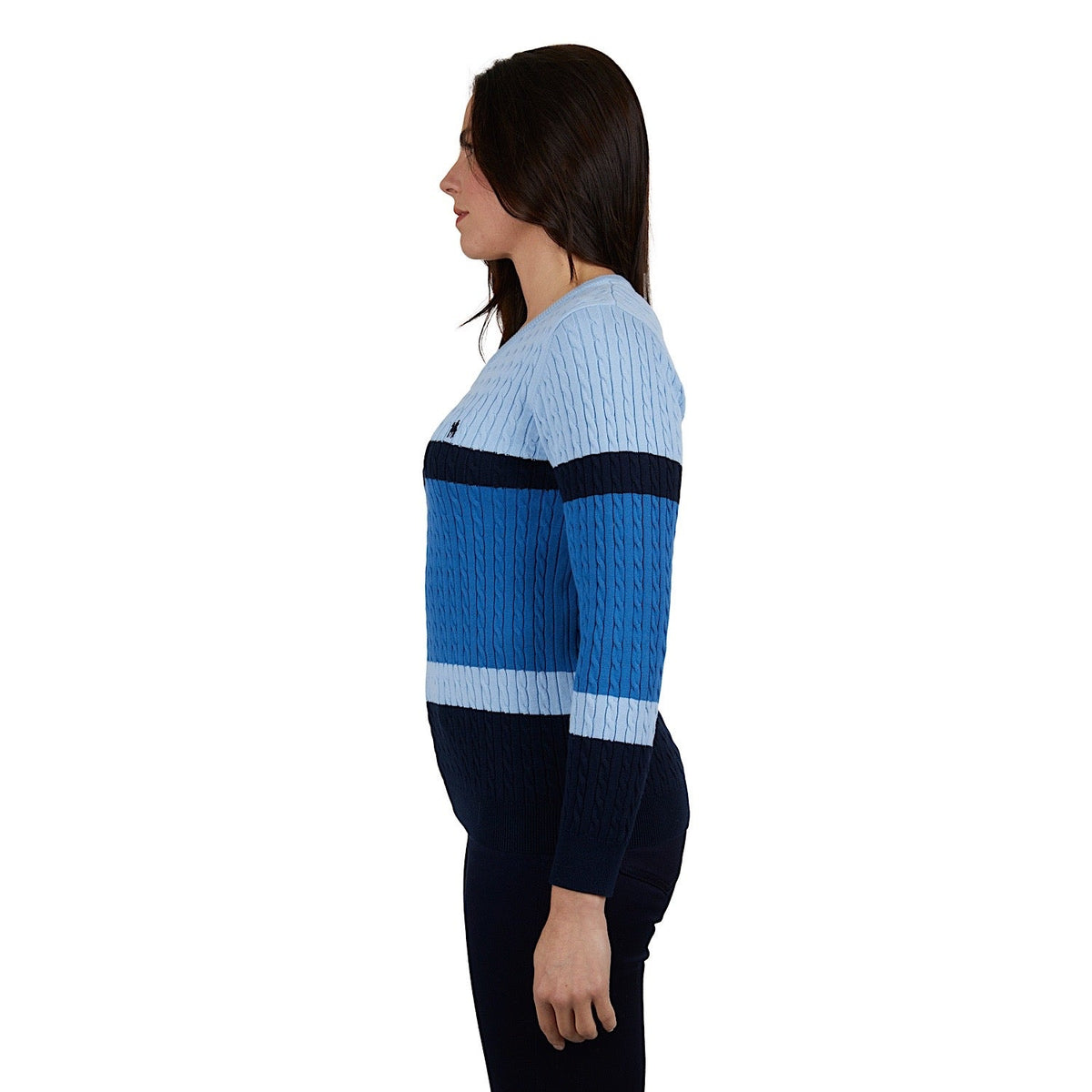 Thomas Cook Womens Bree Stripe V Neck Jumper Blue