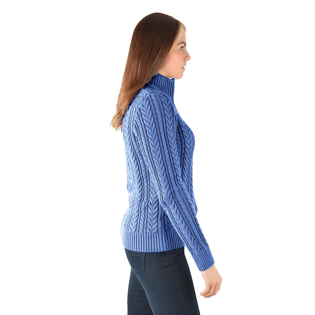 Thomas Cook Women’s Cable Quarter Zip Knit Rugby Powder Blue