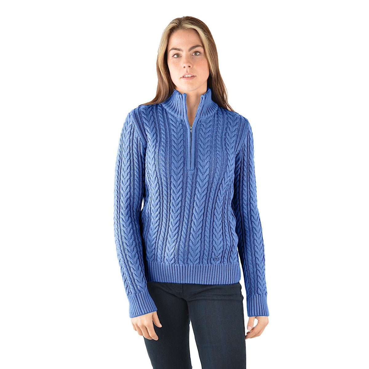 Thomas Cook Women’s Cable Quarter Zip Knit Rugby Powder Blue