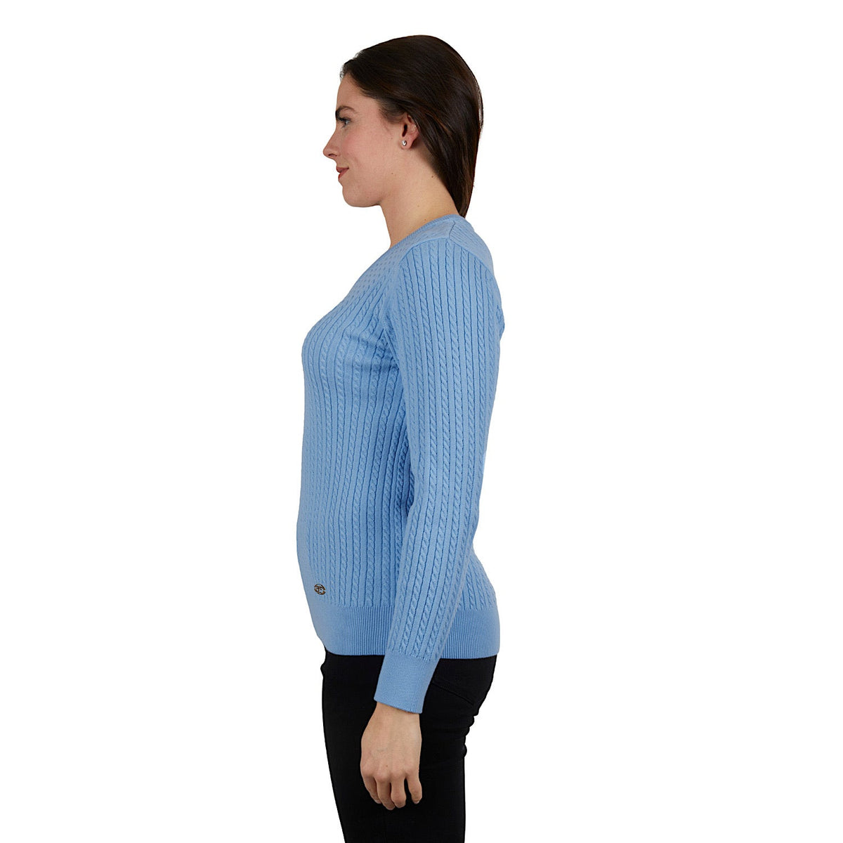 Thomas Cook Womens Cable V Neck Knit Jumper Sky