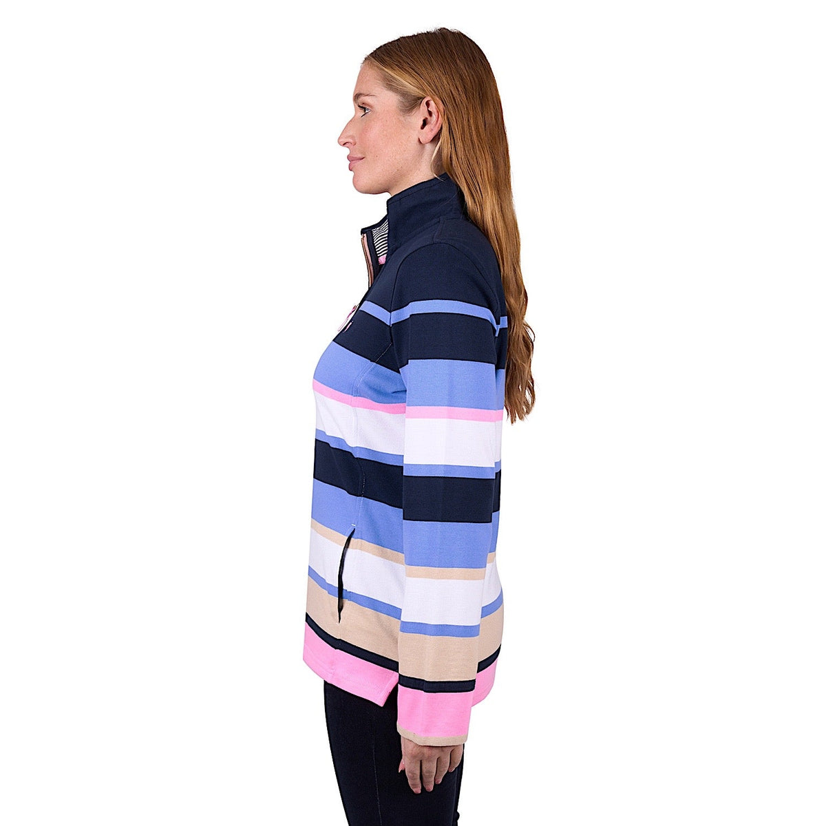 Thomas Cook Women’s Elena 1/4 Zip Stripe Rugby - Blue