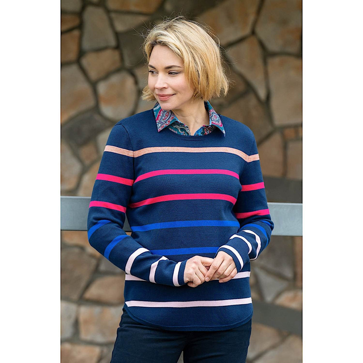 Thomas Cook Women’s Evelyn Milano Stripe Knit Jumper - Navy