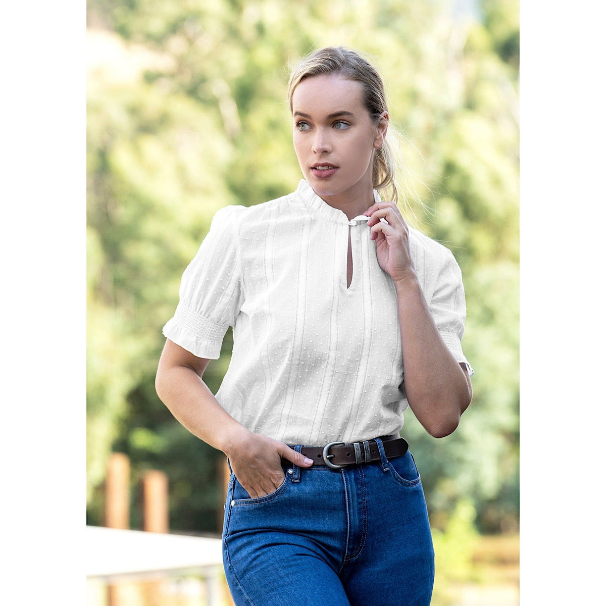 Thomas Cook Women’s Fleur Ruffle Collar S/S Blouse White