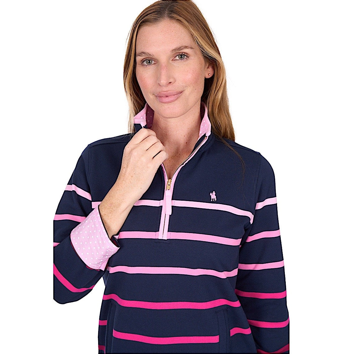 Thomas Cook Women’s Gemma 1/4 Zip Rugby - Pink / Navy