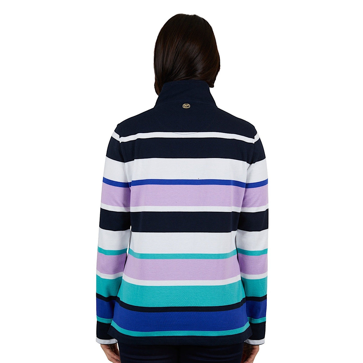 Thomas Cook Womens Gina Stripe 1/4 Zip Rugby Navy/Multi
