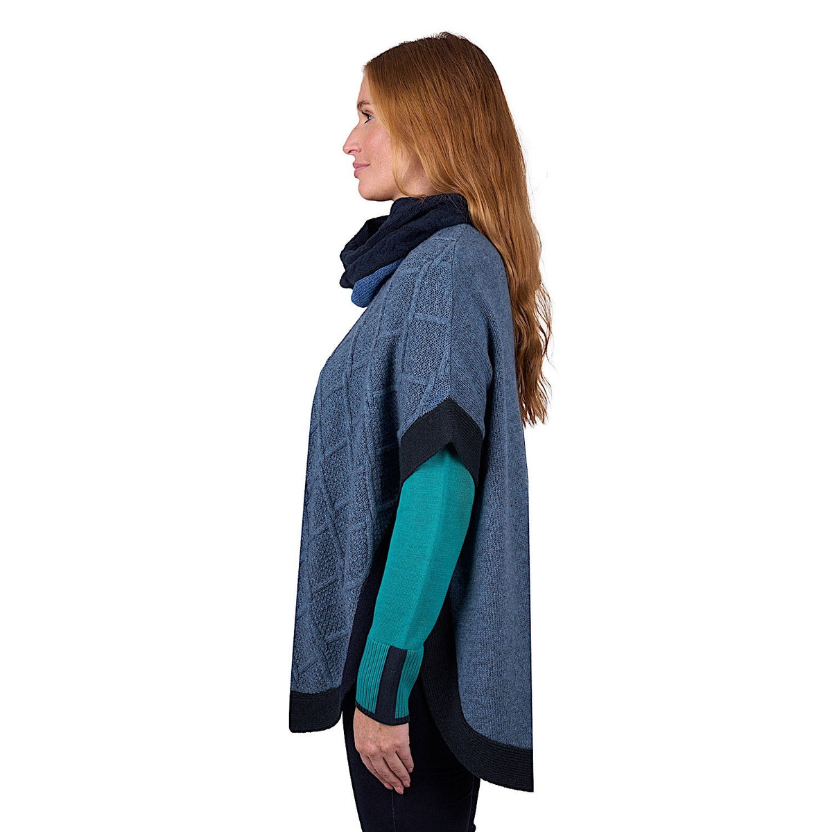 Thomas Cook Women’s Isabella Cable Poncho - Blue Marle