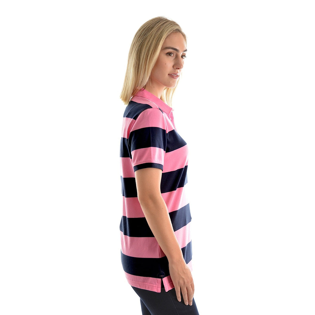 Thomas Cook Women’s Rachel Stripe Polo Soft Pink/Dark Navy