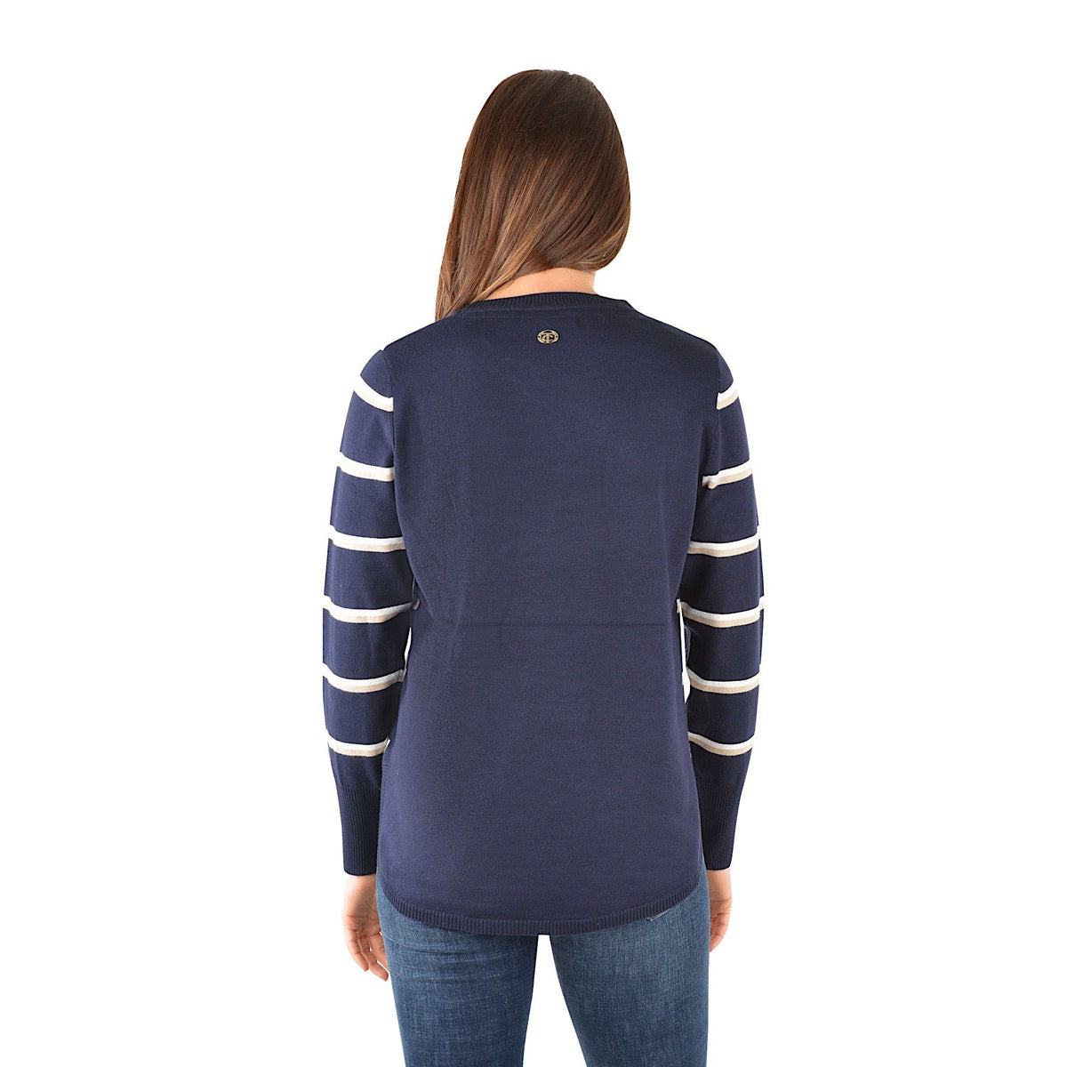 Thomas Cook Women’s Sue Viscose Stripe Knit Jumper Navy/White/Smoke Grey