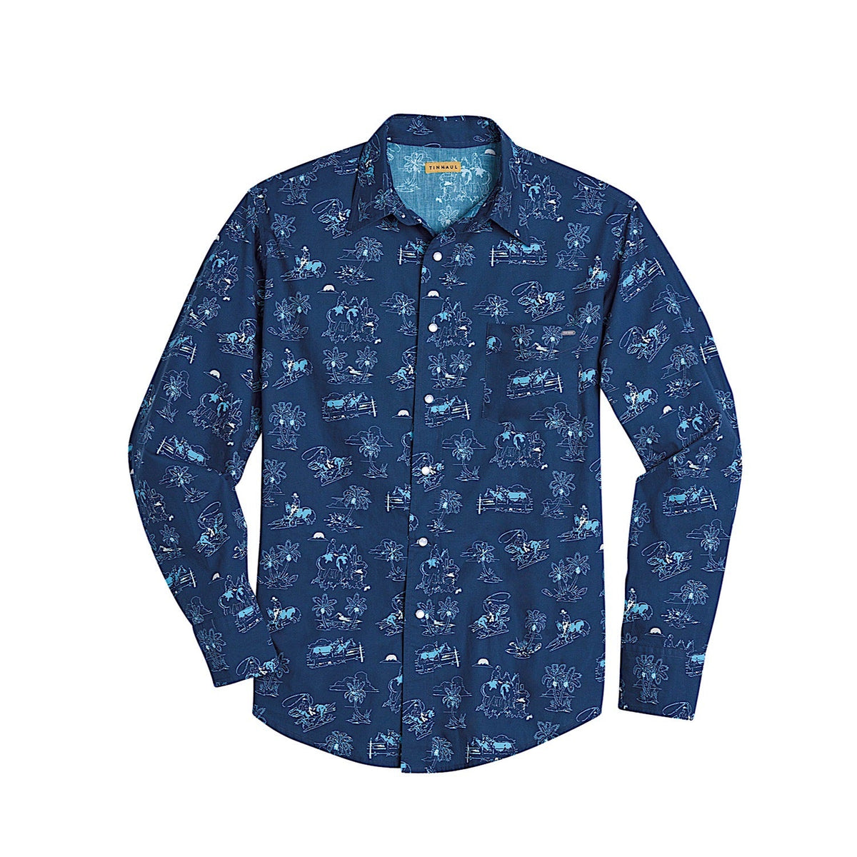 Tin Haul Men’s Printed Collection Shirt - Cowboy Tropics Blue