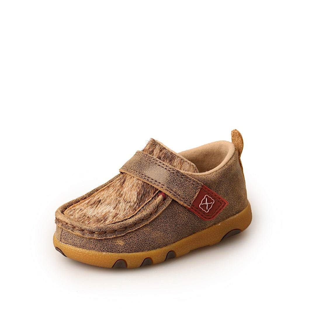 Twisted X INFANT Cow Fur Casual Mocs- Bomber/ Light Brindle