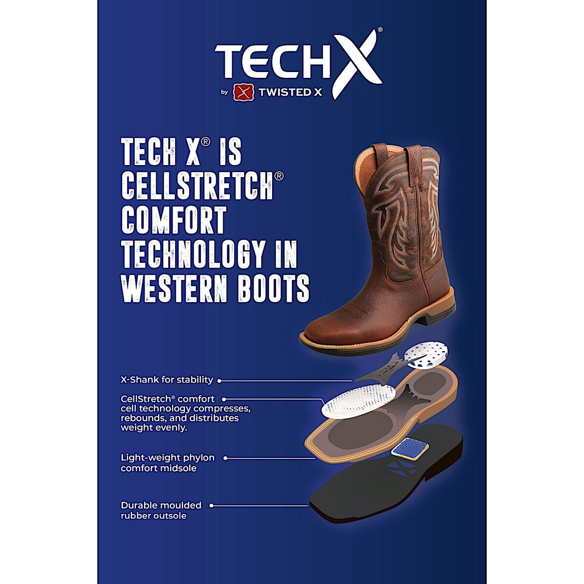 Twisted X Men’s 11 Tech X Boot Mahogany/Mocha