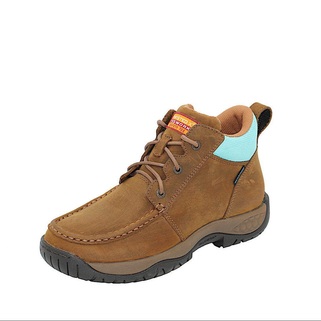 Twisted X Women’s 4 All Around Work Boot - Oiled Saddle/Aruba Blue