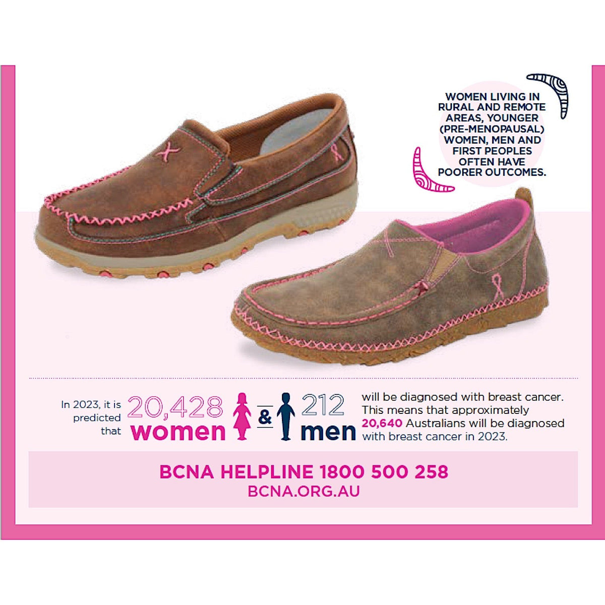 Twisted X Women’s Breast Cancer Awareness Pink Cellstretch Slip On-Brown/Pink