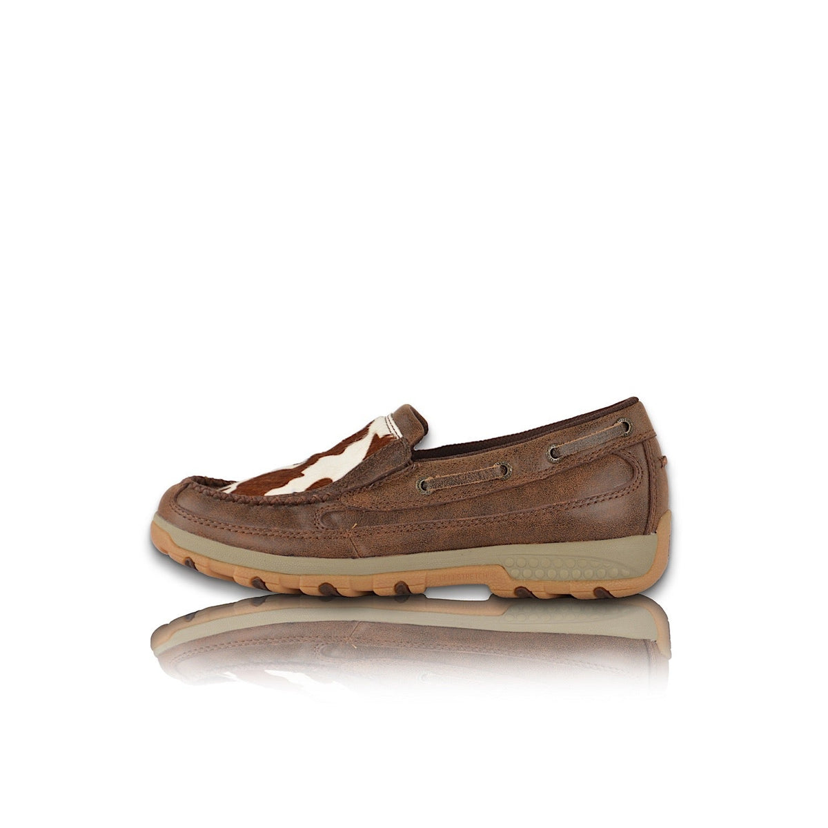 Twisted X Women’s Cow Cellstretch Slip On - Brown/Brown Fur