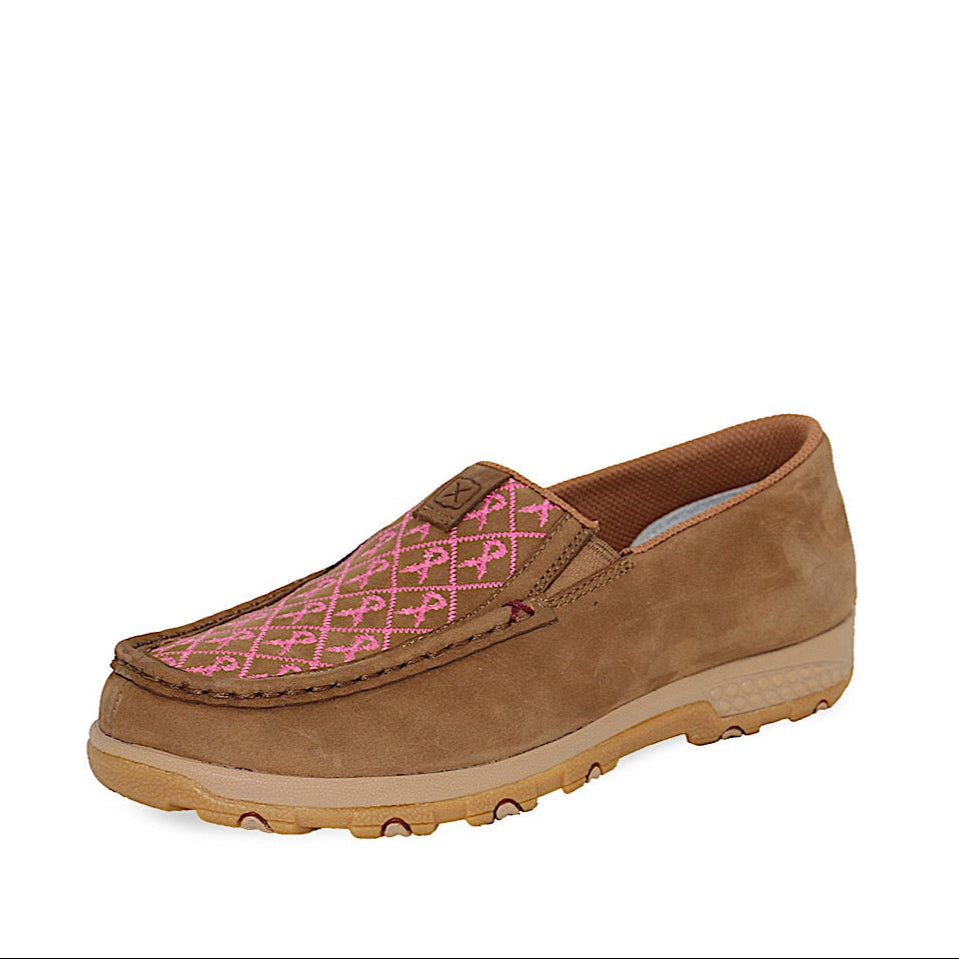Twisted X Women’s Switch Cellstretch Slip on Mocs - Bomber / Pink Ribbon