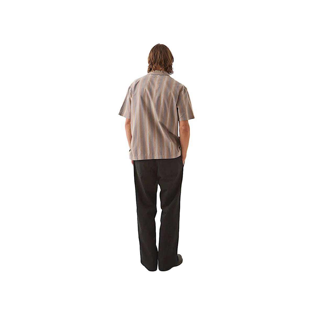 Brixton Men's Cru Shirt - Charcoal Shadow Stripe