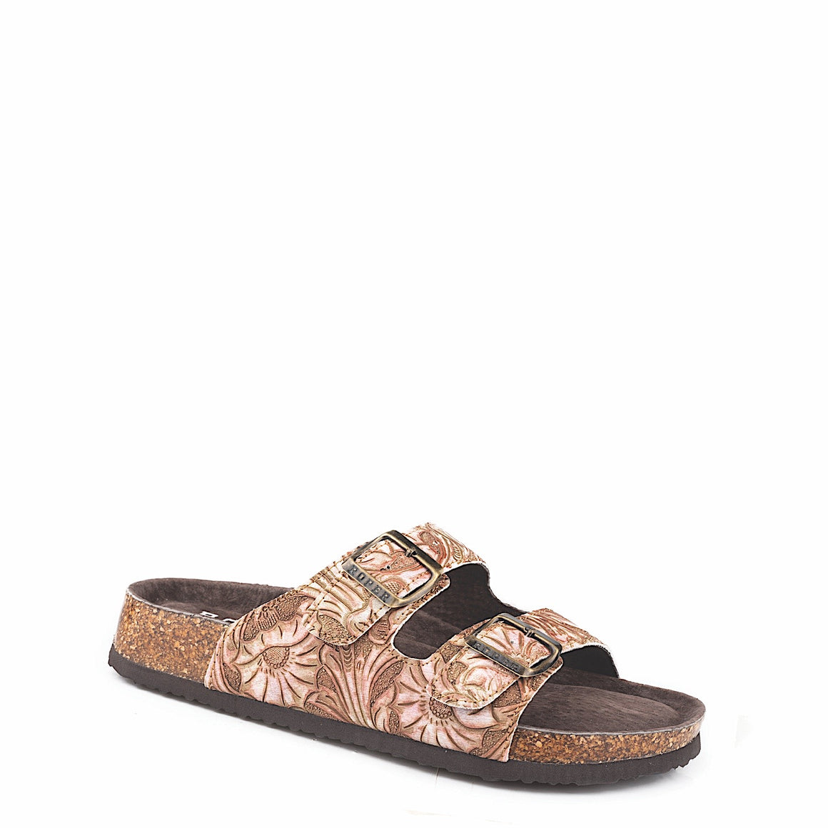 Roper Women's Delilah Sandal - Tan Floral Embossed