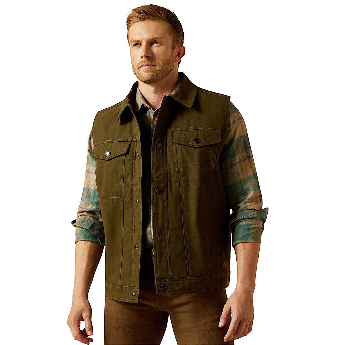 Ariat Men’s Canvas Rancher Vest - Desert Sand Khaki