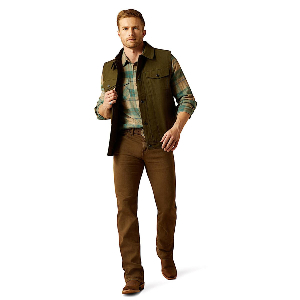 Ariat Men’s Canvas Rancher Vest - Desert Sand Khaki