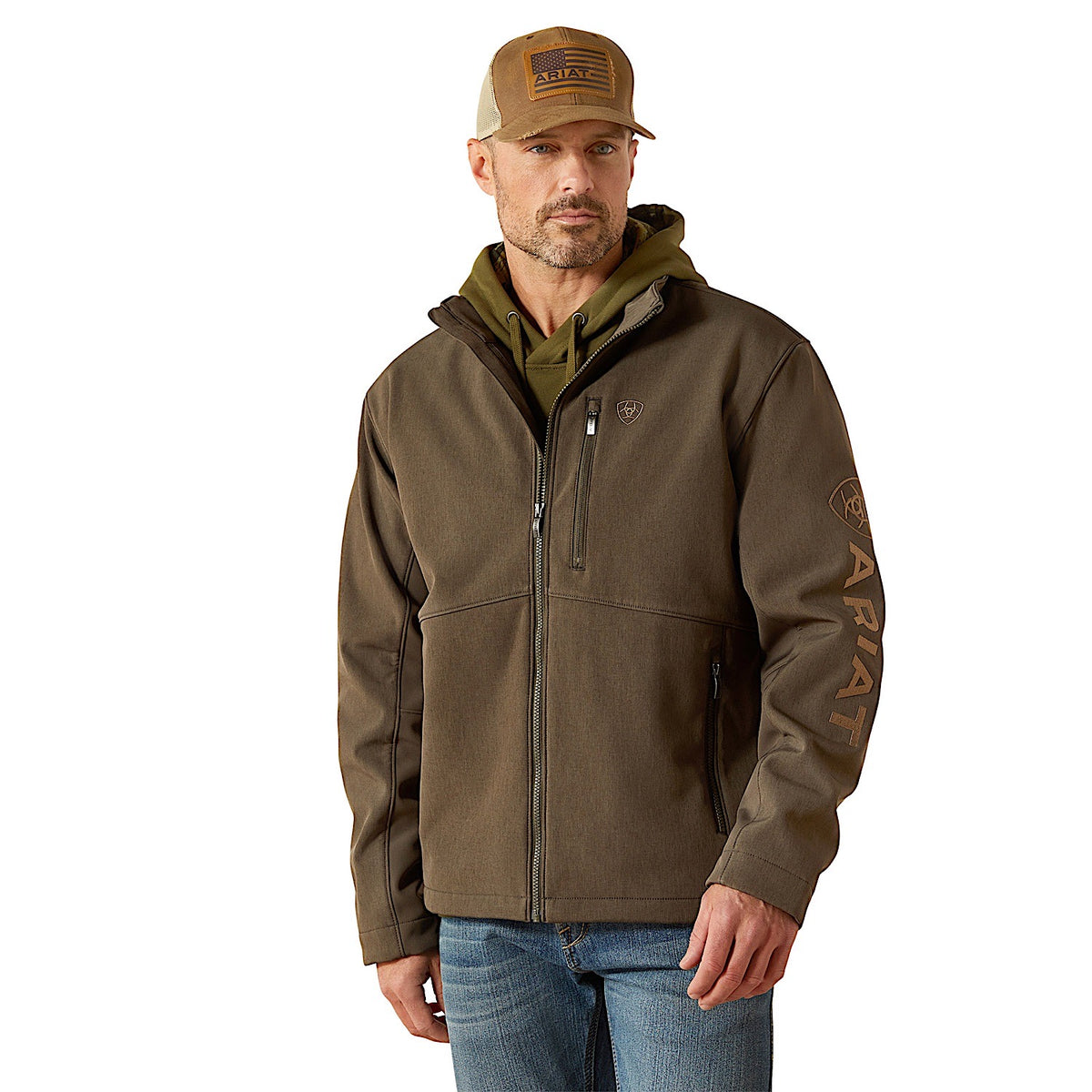 Ariat Men’s Logo Softshell Jacket - Earth Green Heather