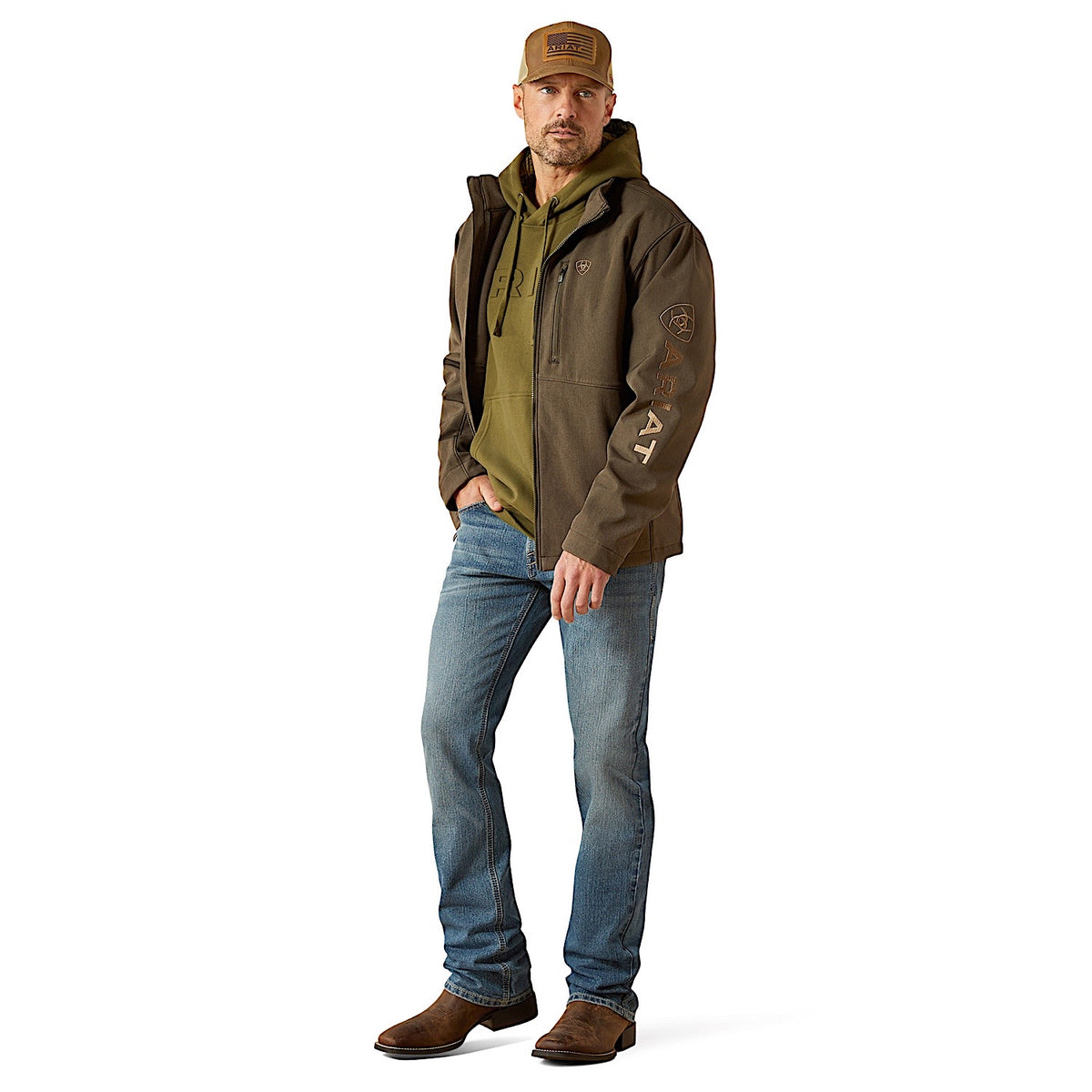Ariat Men’s Logo Softshell Jacket - Earth Green Heather