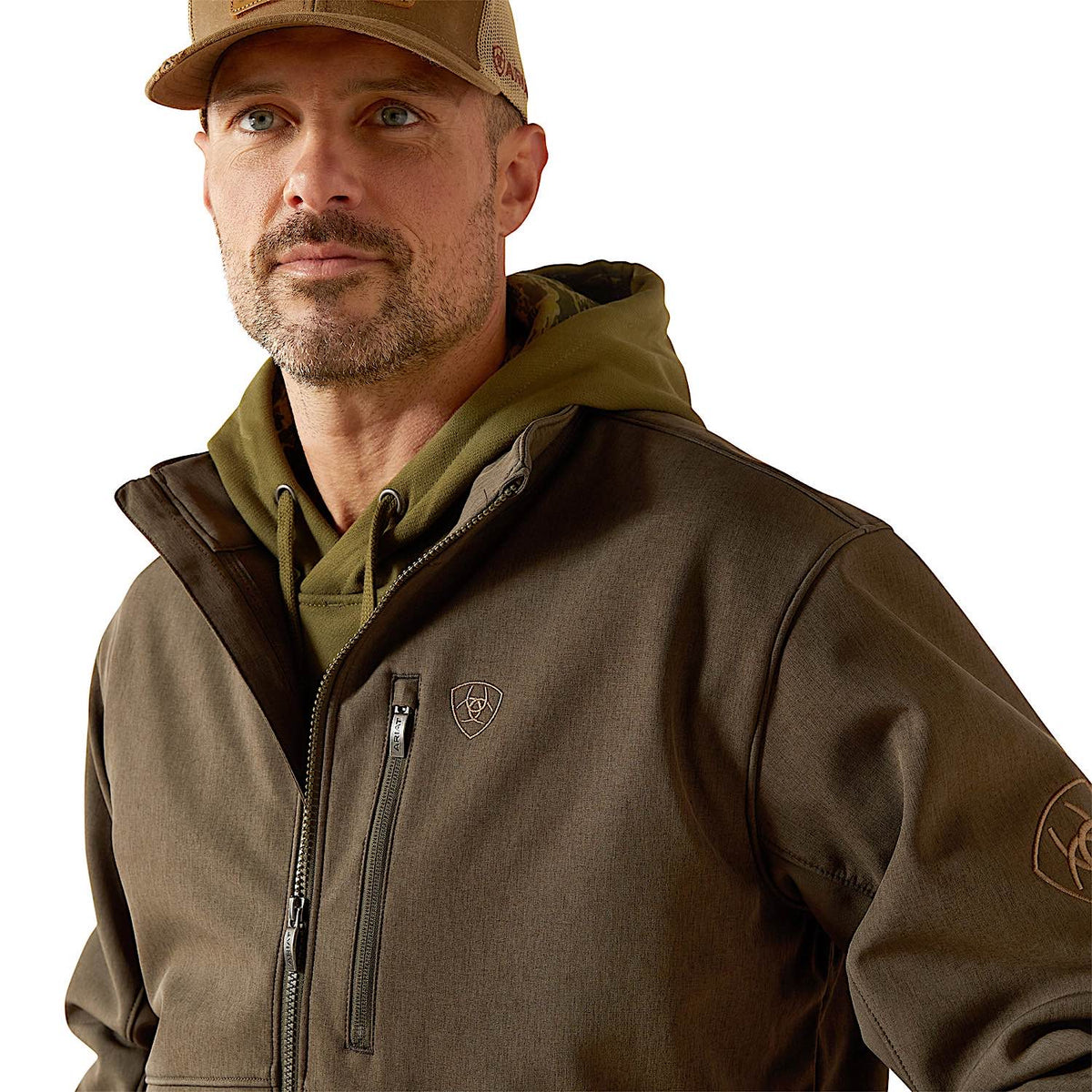 Ariat Men’s Logo Softshell Jacket - Earth Green Heather