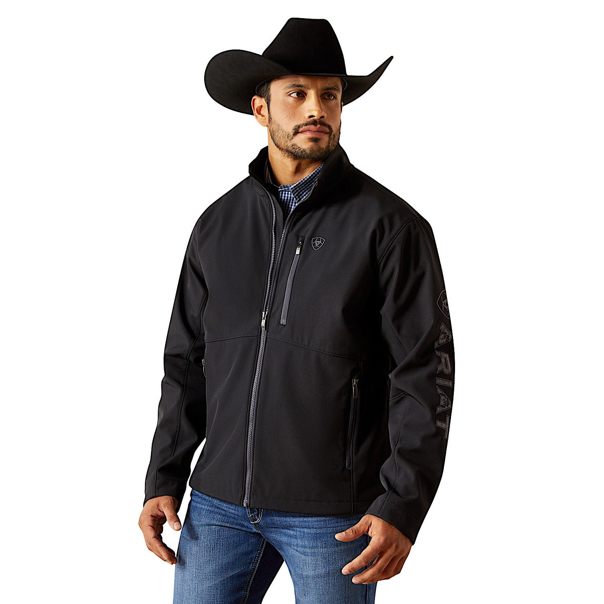 Ariat Men’s Logo Softshell Jacket - Phantom/Grey Southwest