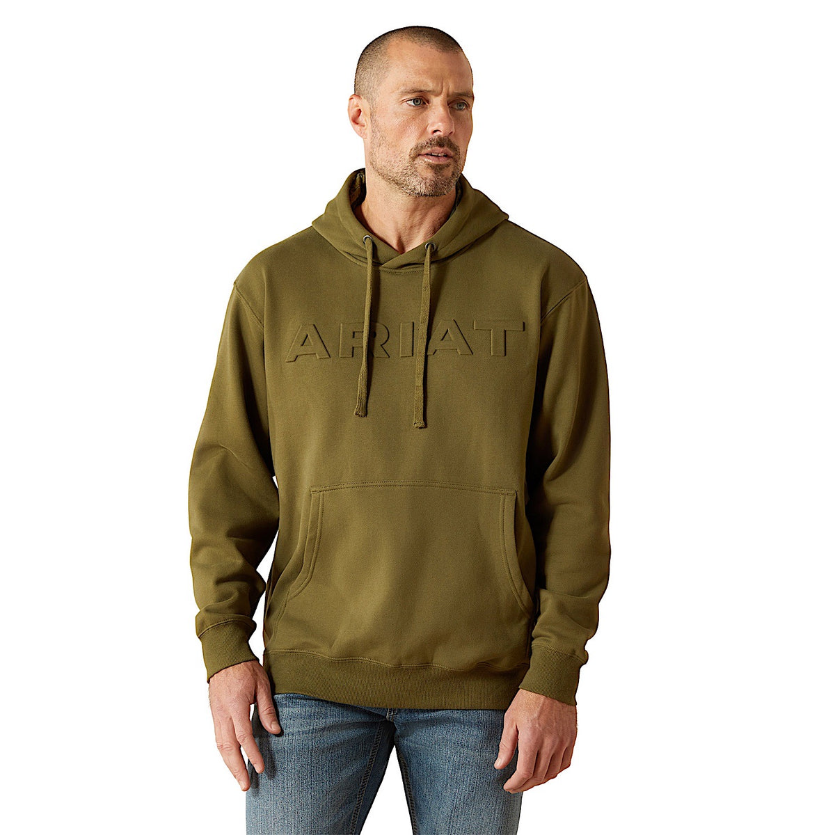 Ariat Men’s Embossed Logo Hoodie - Winter Moss