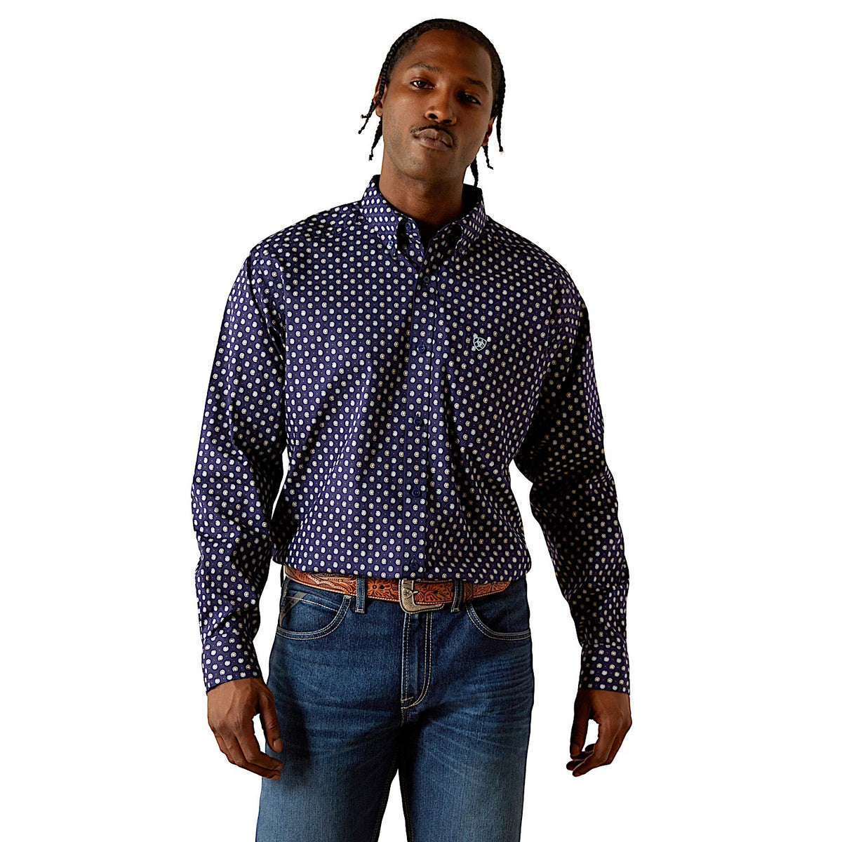 Ariat Men’s Stone Classic Fit Shirt - Dark Blue