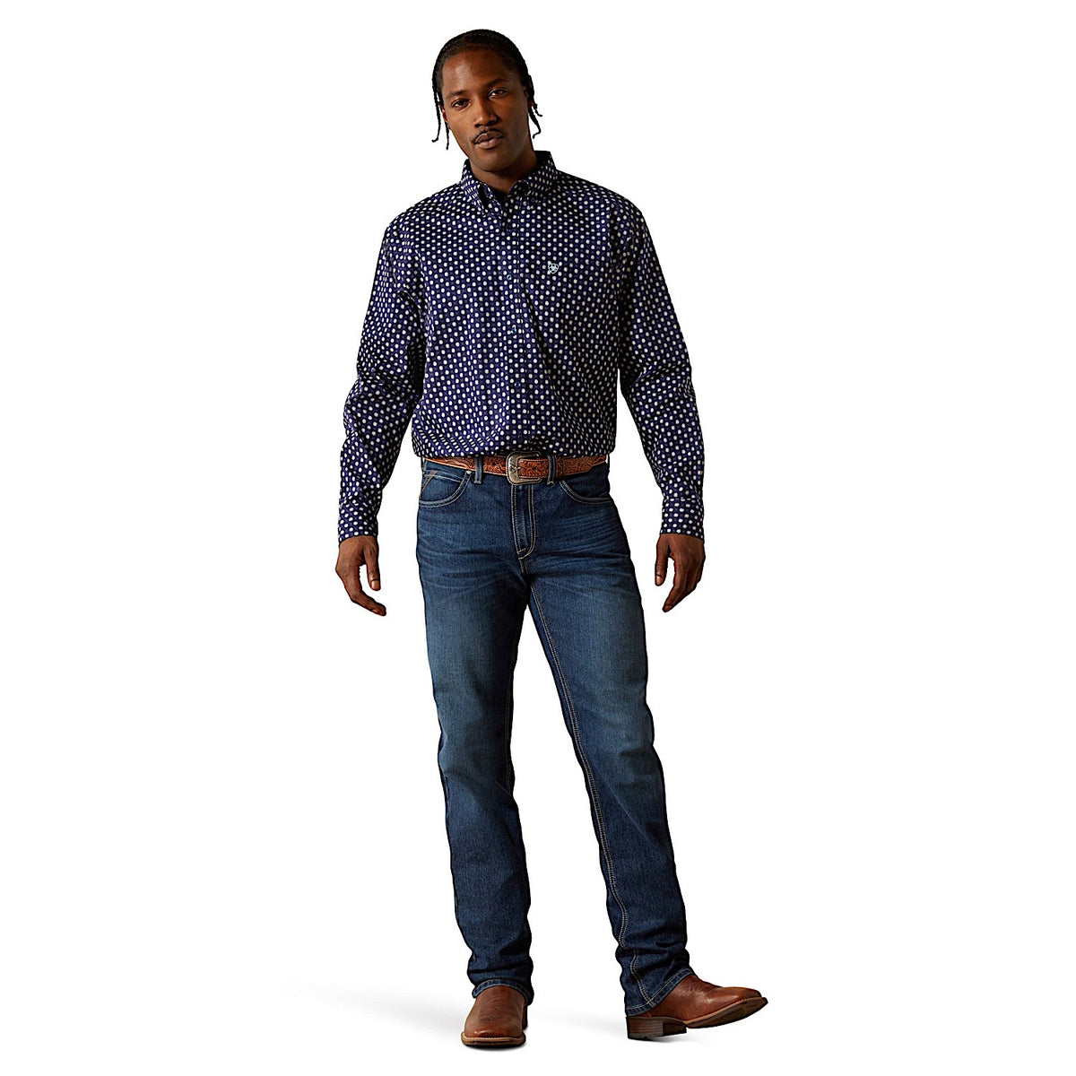 Ariat Men’s Stone Classic Fit Shirt - Dark Blue