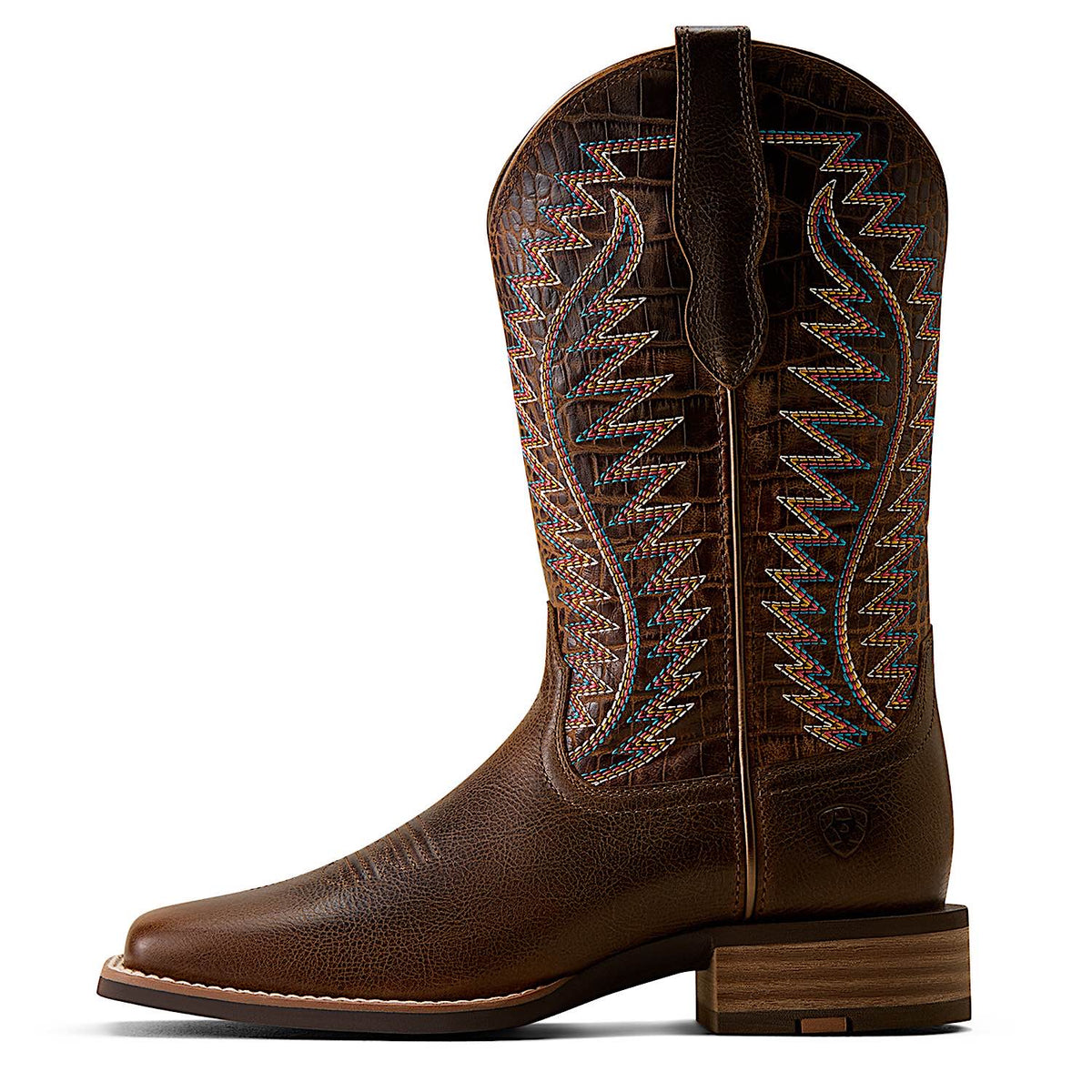 Ariat Women's Monte Vista Wide Square Toe Western Boot - Wicker/Chocolate Croc Print