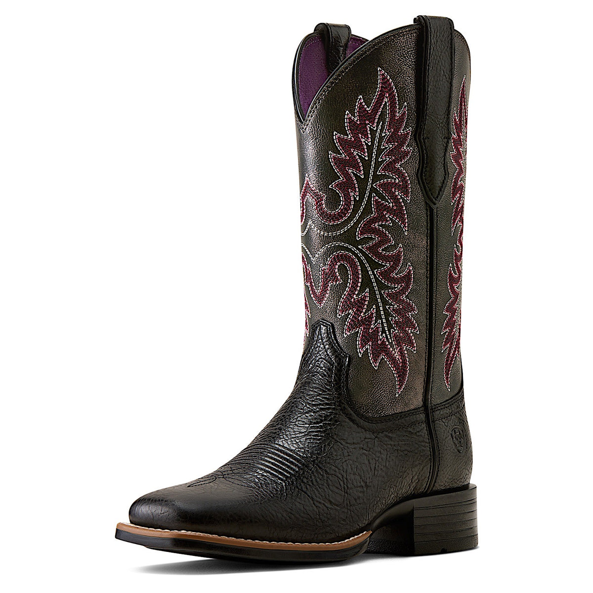 Ariat Women's Canyon Point Wide Square Toe Western Boot - True Black/Metallic Charcoal