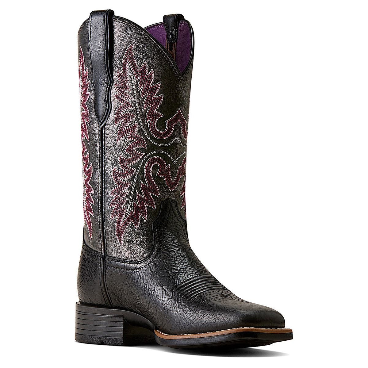 Ariat Women's Canyon Point Wide Square Toe Western Boot - True Black/Metallic Charcoal