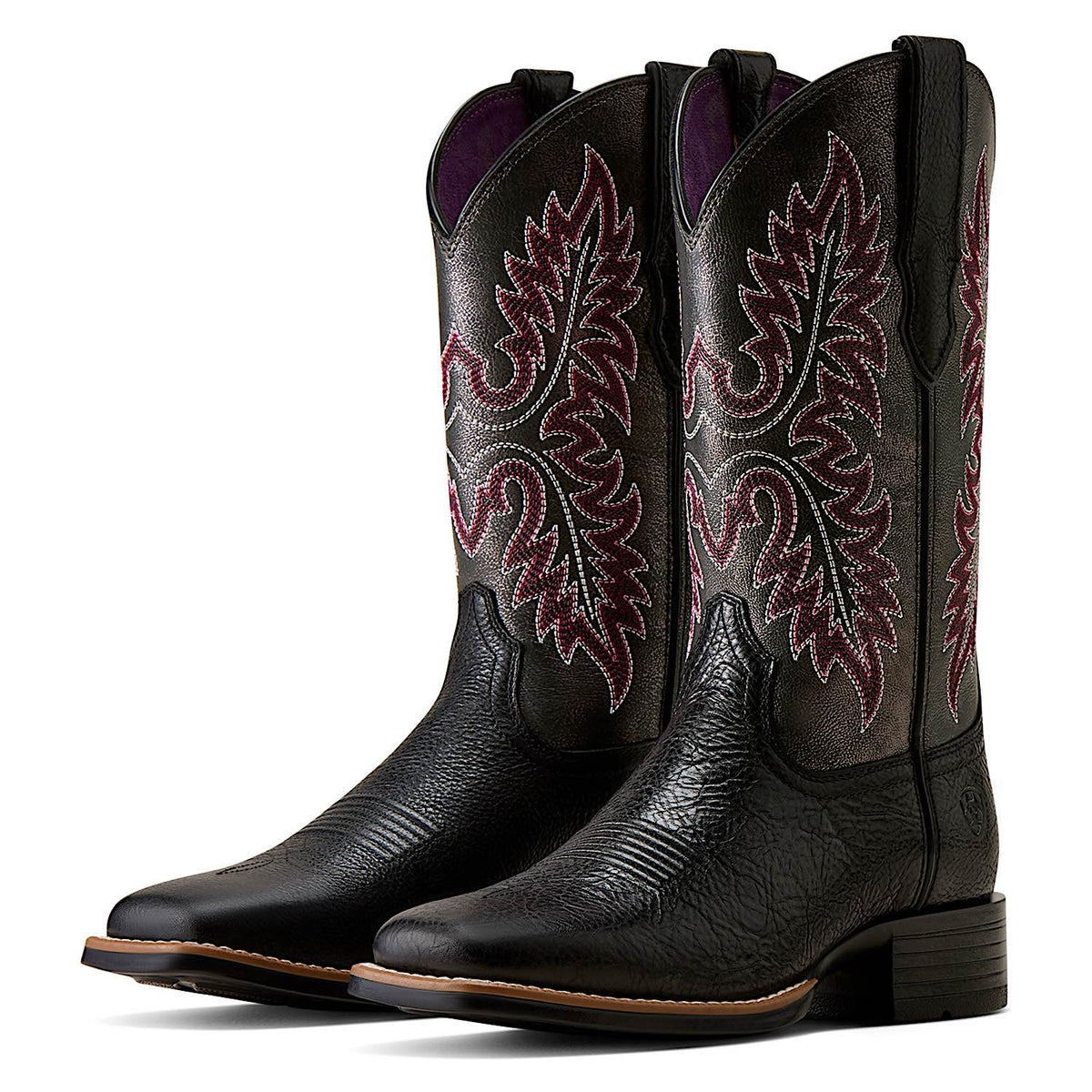 Ariat Women's Canyon Point Wide Square Toe Western Boot - True Black/Metallic Charcoal