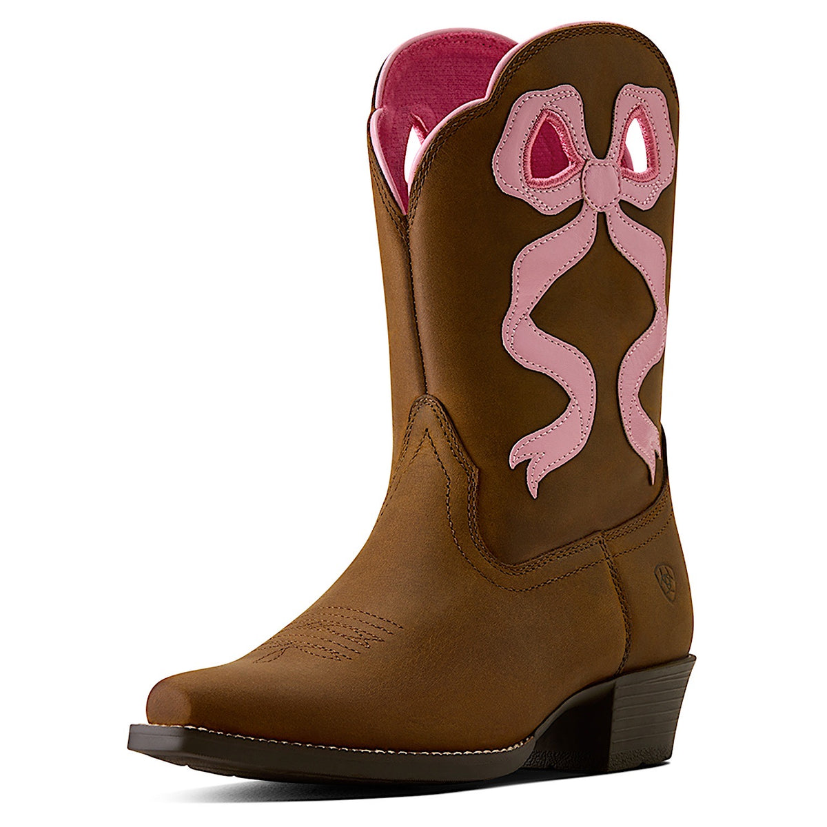 Ariat Kid's Lil Beaux D Toe Western Boot - Distressed Brown