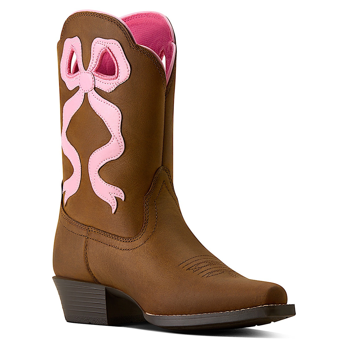 Ariat Kid's Lil Beaux D Toe Western Boot - Distressed Brown