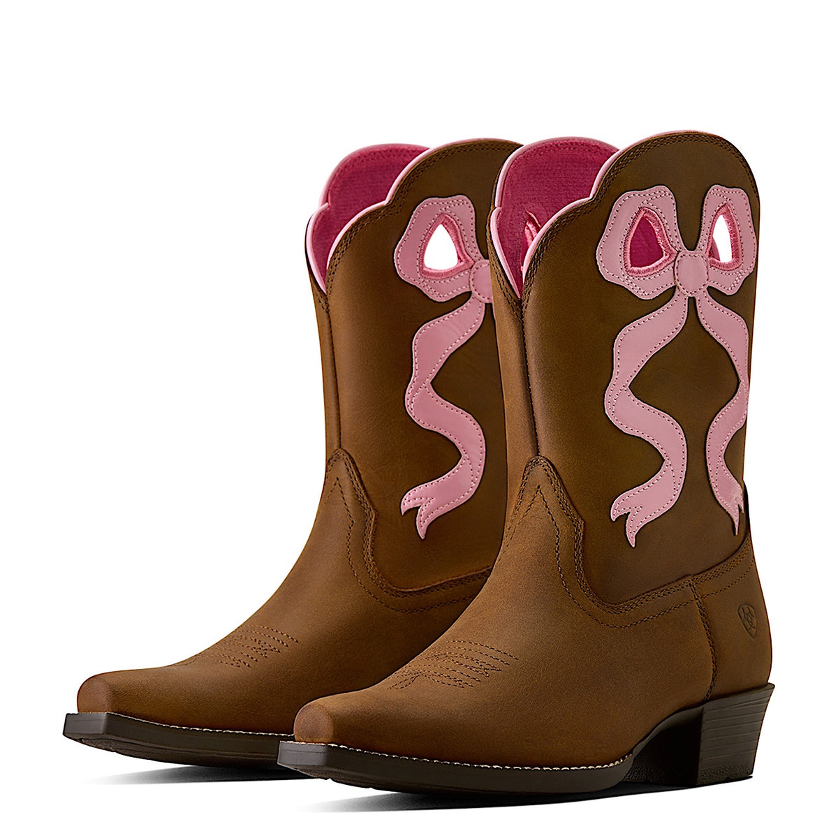 Ariat Kid's Lil Beaux D Toe Western Boot - Distressed Brown