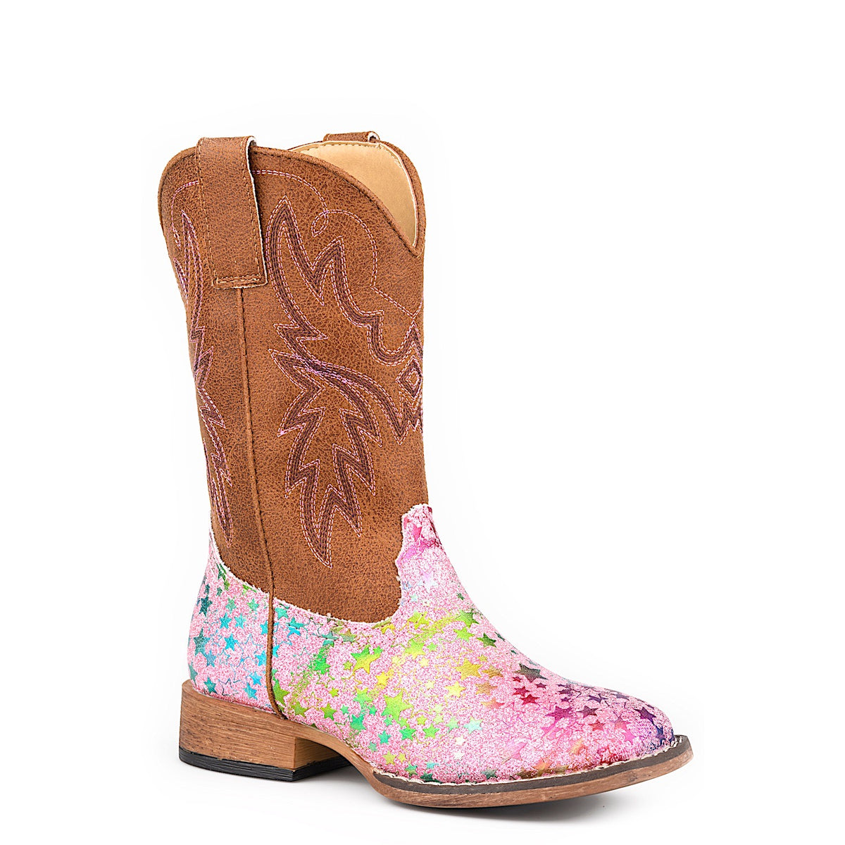 Roper Little Kid's Stargazer Western Boot - Tan/Pink