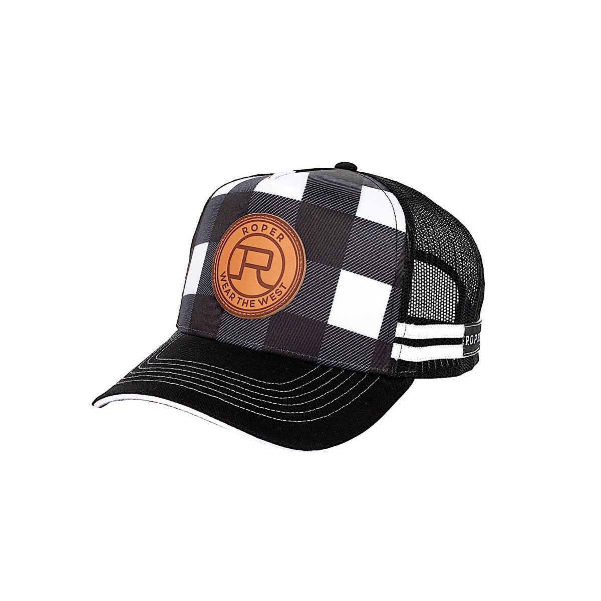 Roper Trucker Cap - Plaid Black