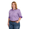 Just Country Womens Abby Full Button Print Workshirt Purple Check