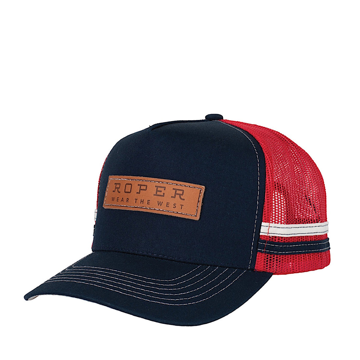 Roper Patch Trucker Cap - Navy/Red