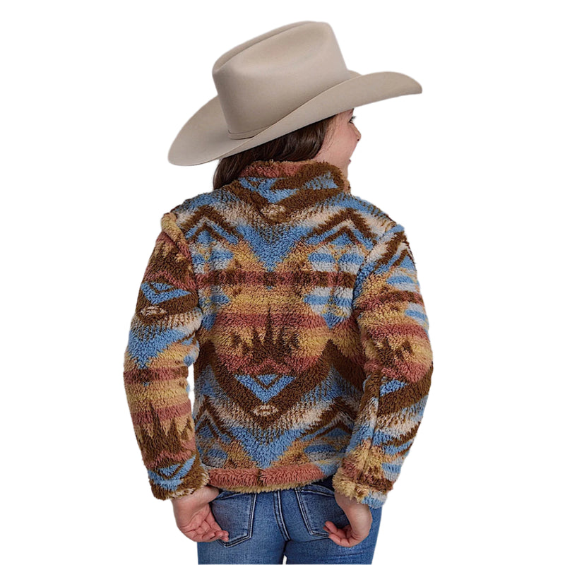 Roper Girl’s Fleece Pullover - Brown Aztec Print