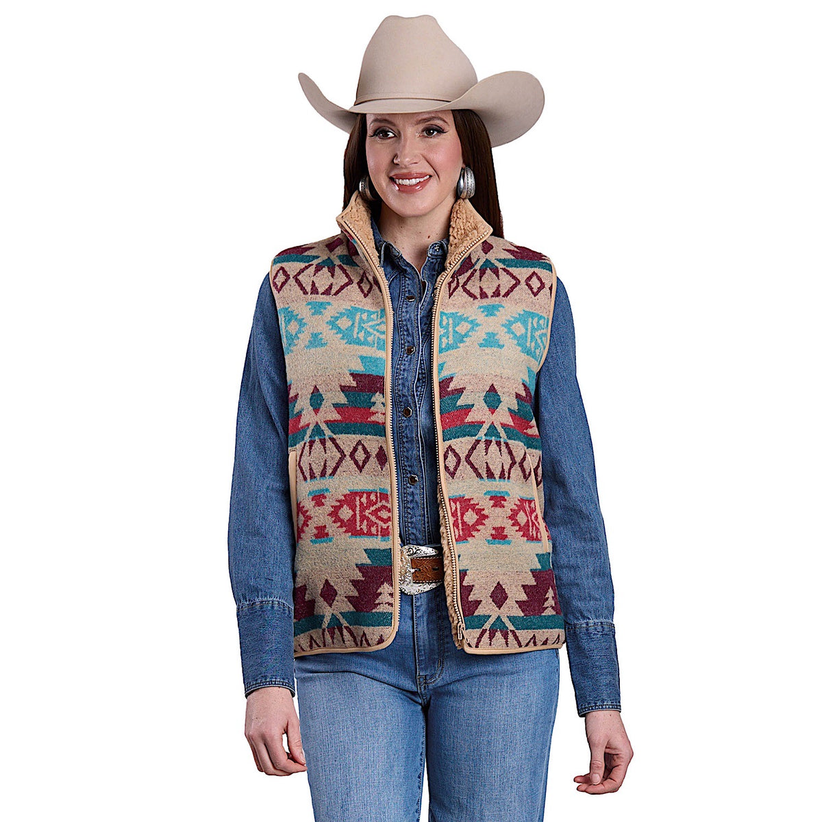 Roper Women’s Aztec Woven Vest - White
