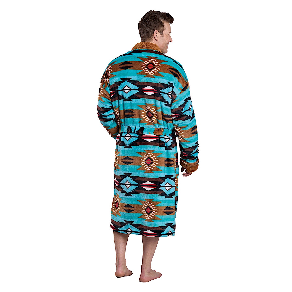 Roper Mens Aztec Fleece Robe - Green