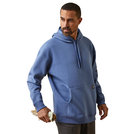 Ariat Men's Rebar Graphic Hoodie Coastal Fjord/Navy